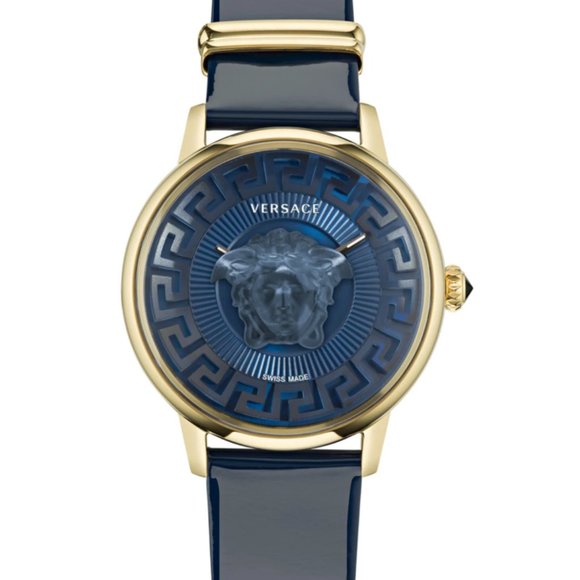 New!  Versace Medusa Blue Leather Women\'s Watch